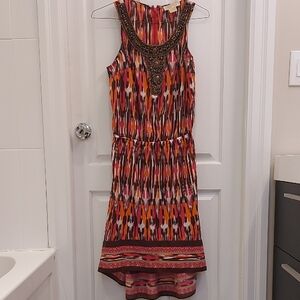 MICHAEL Michael Kors Colorful High Low Dress with Beaded Detail